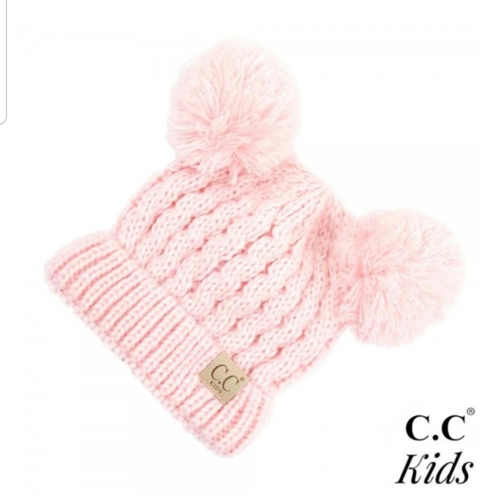 C.C.Beanie Double Pompom Beanie Pale Pink